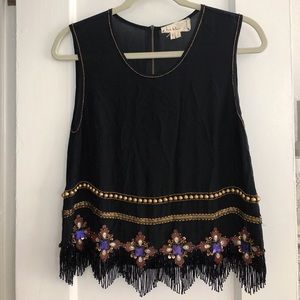 Nicole Miller Artelier Beaded Silk Sleeveless Top